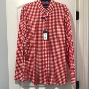 Crown & Ivy Red and White Checkered Casual Button Down Shirt